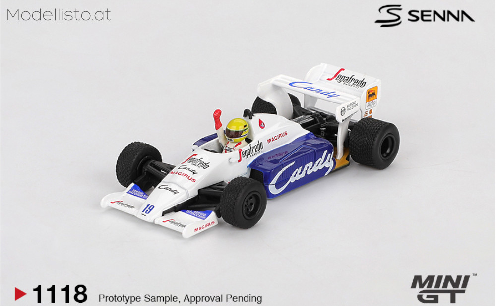 MGT1118 MiniGT F1 Toleman TG1847 #19 Ayrton Senna Monaco GP 2nd Place 1984