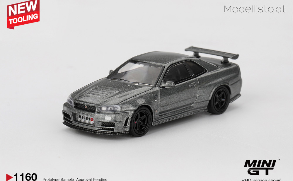 MGT1160r MiniGT Nissan Skyline GT-R (R34) Dark Metal Grey Nismo CRS 1999