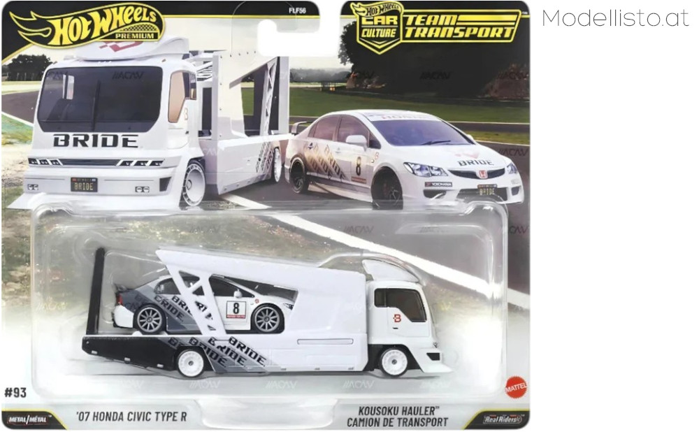 JHX94 Hotwheels 2007 Honda Civic Type R & Kousoku Hauler Camoin De Transport