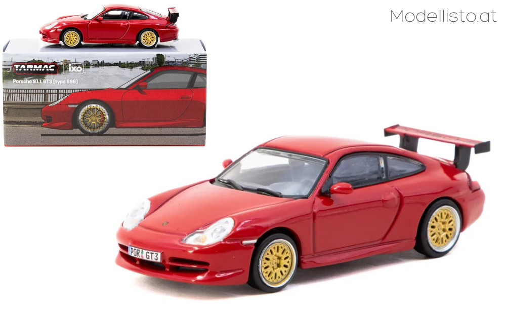 T64G-069-RE 1/64 Tarmac Works Porsche 911 GT3 (996), red